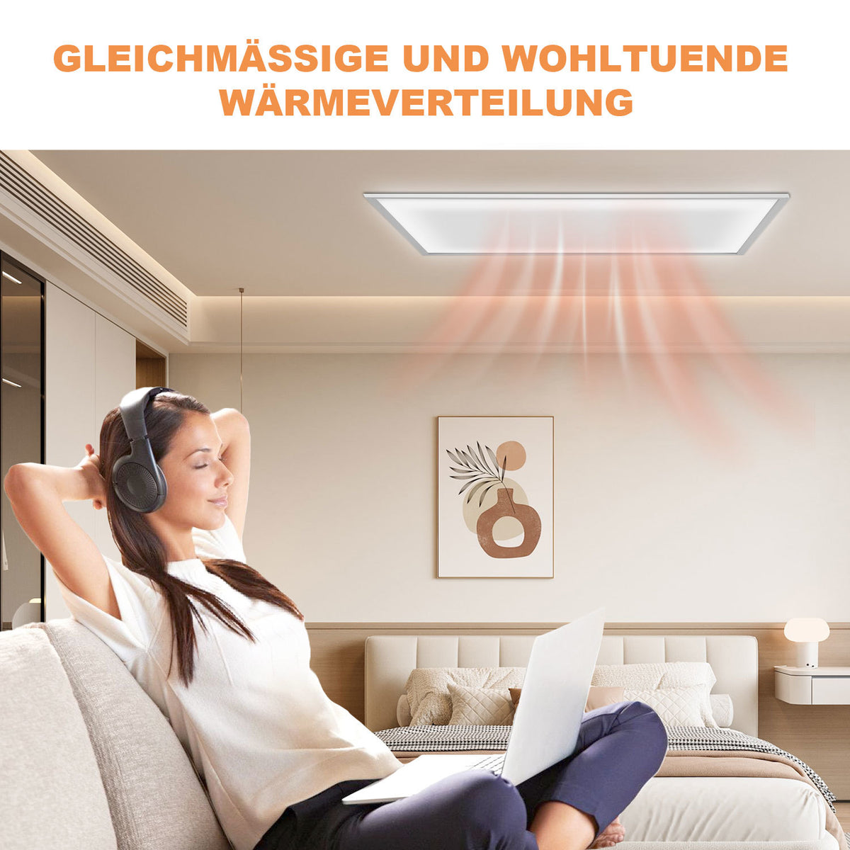 Infrarot-Deckenheizung 360W/770W mit LED-Licht, Thermostat & App