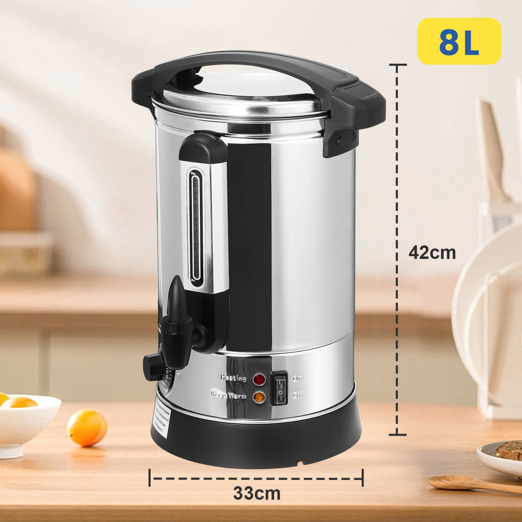 Cecaylie Glühweinkocher 8/10 L aus Edelstahl mit Zapfhahn & Thermostat