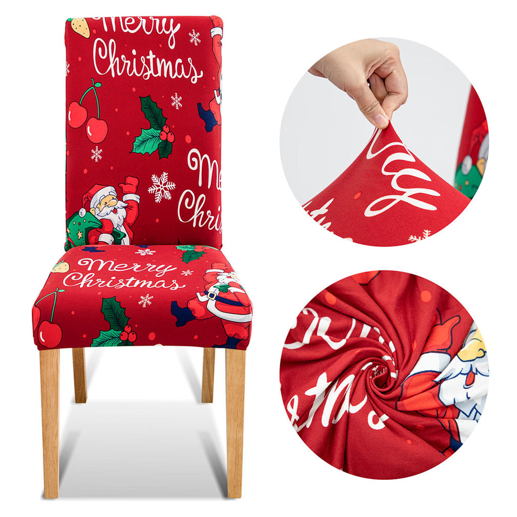 Weihnachts-Stuhlhussen aus Stretch-Polyester – verschiedene Sets & Motive