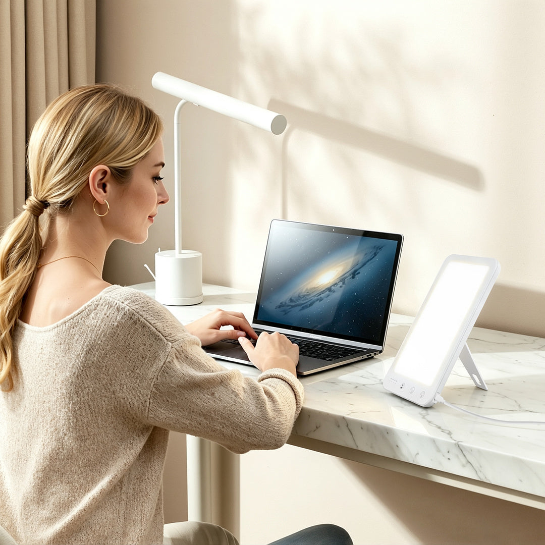 Tageslichtlampe 10.000 Lux mit 3 Lichtfarben, 5 Helligkeitsstufen & Timer