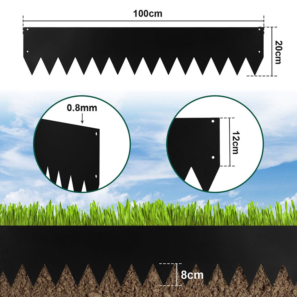 Rasenkante aus Metall 20 cm hoch mit Erdspießen – 5–50 m