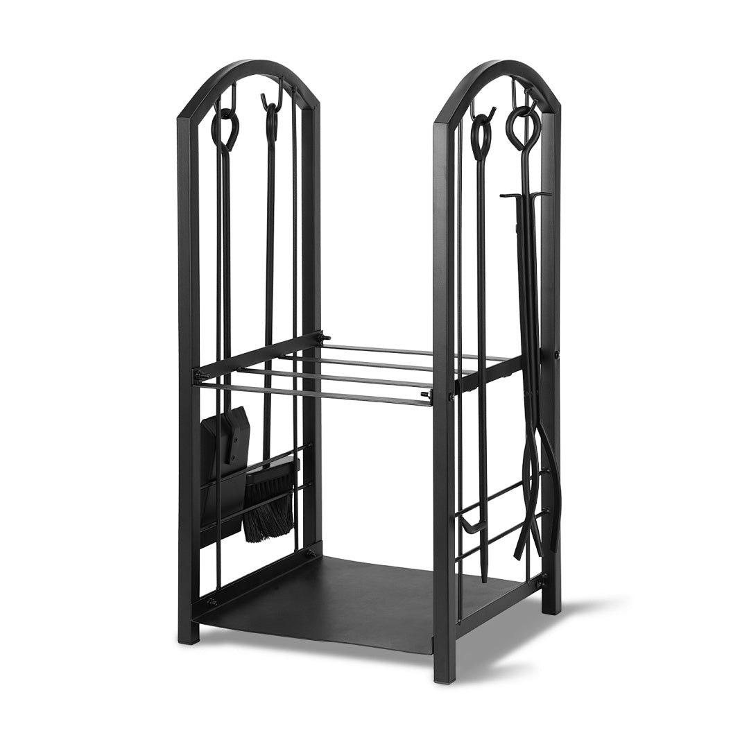 Cecaylie Kaminholzregal 76 x 84 x 33 cm mit 4 teiligem Kaminbesteck