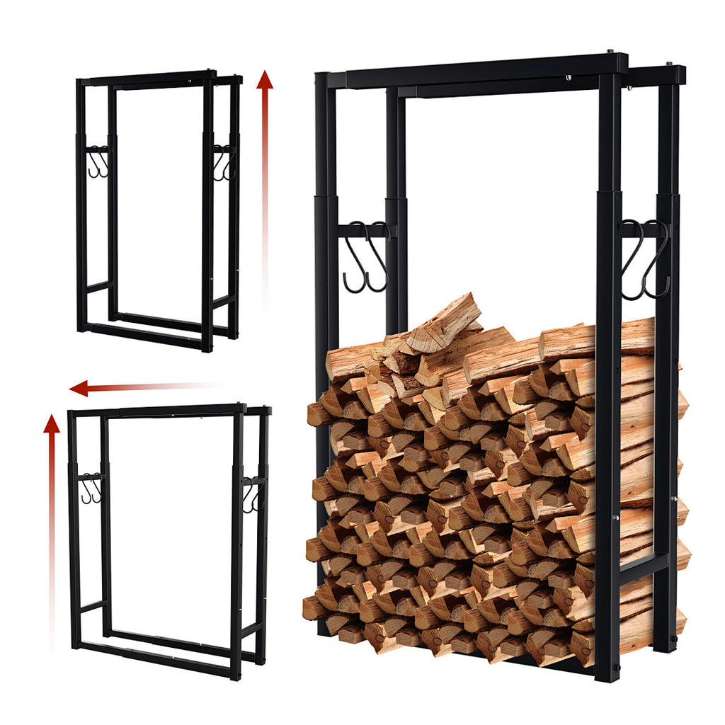 Cecaylie Kaminholzregal aus Metall für Brennholz neben dem Kamin