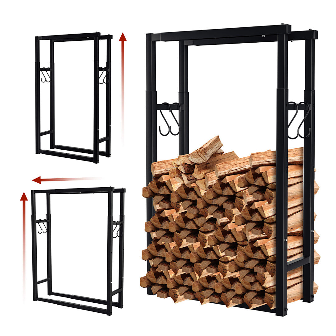 Cecaylie Kaminholzregal aus Metall für Brennholz neben dem Kamin
