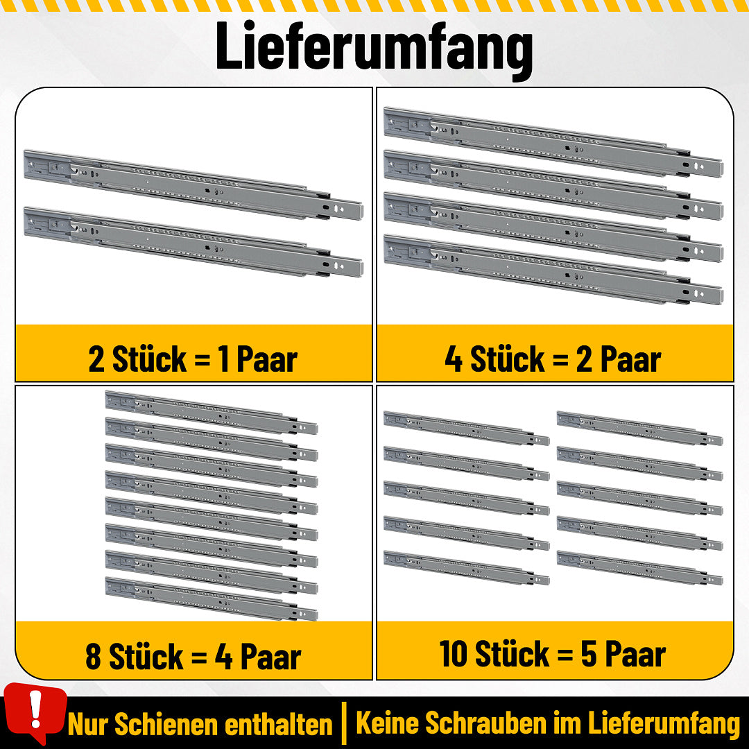 Cecaylie Schwerlast-Schubladenschienen Edelstahl 45 kg mit Soft-Close & Vollauszug