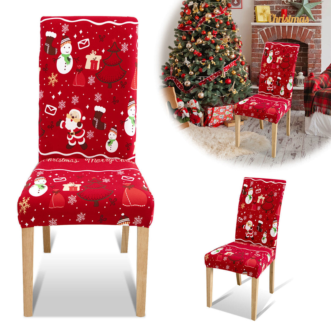 Weihnachts-Stuhlhussen aus Stretch-Polyester – verschiedene Sets & Motive