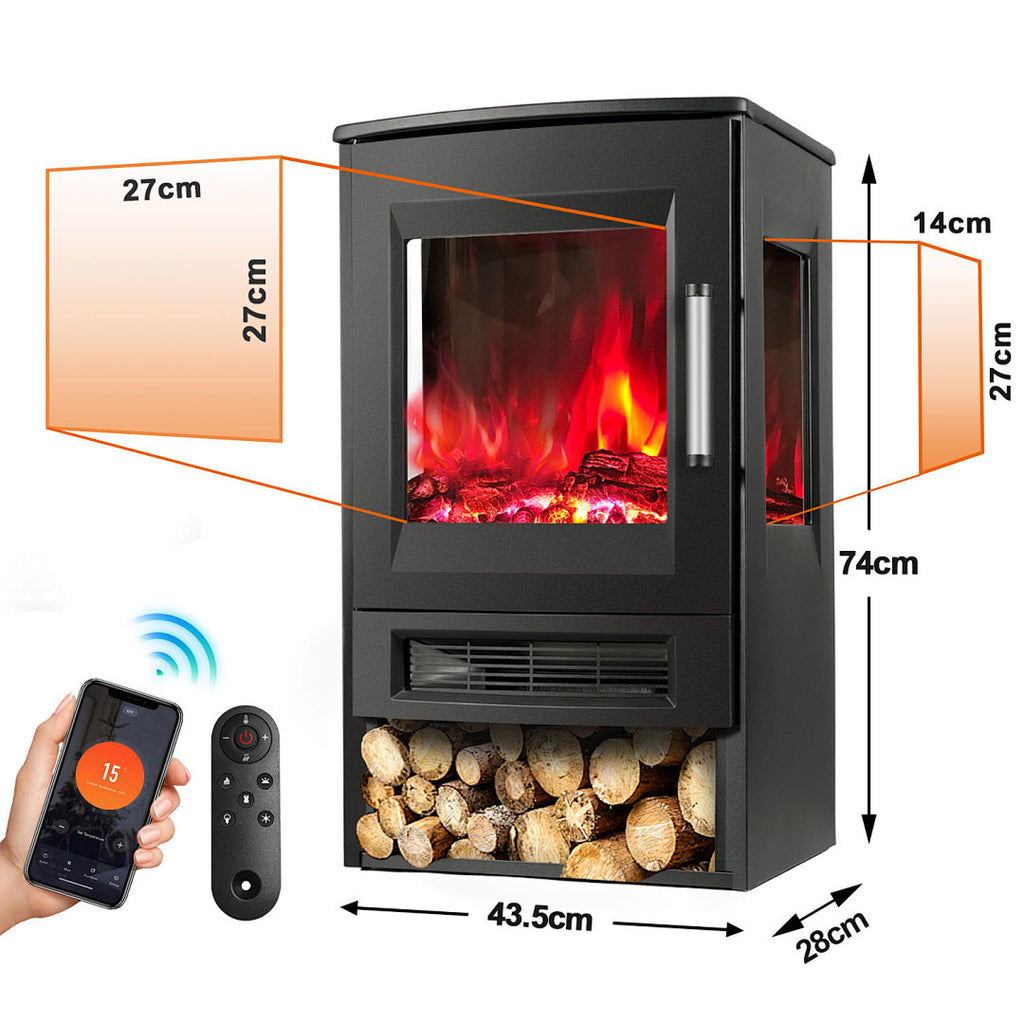 Elektrokamin als Wand- oder Standkamin mit LED-Flamme, App & Fernbedienung