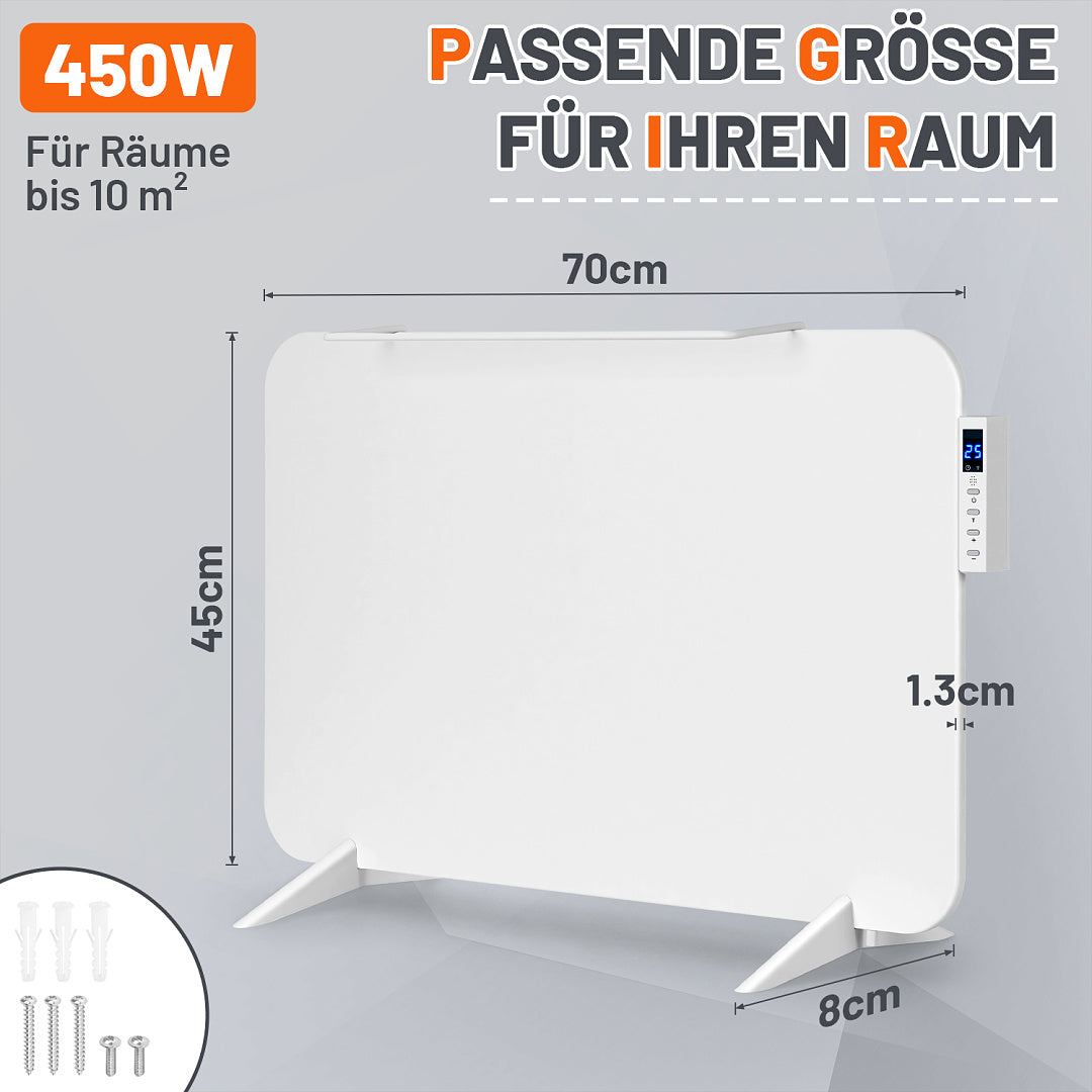 Metall-Infrarotheizung 120W/450W/800W mit Thermostat, WiFi & Fernbedienung