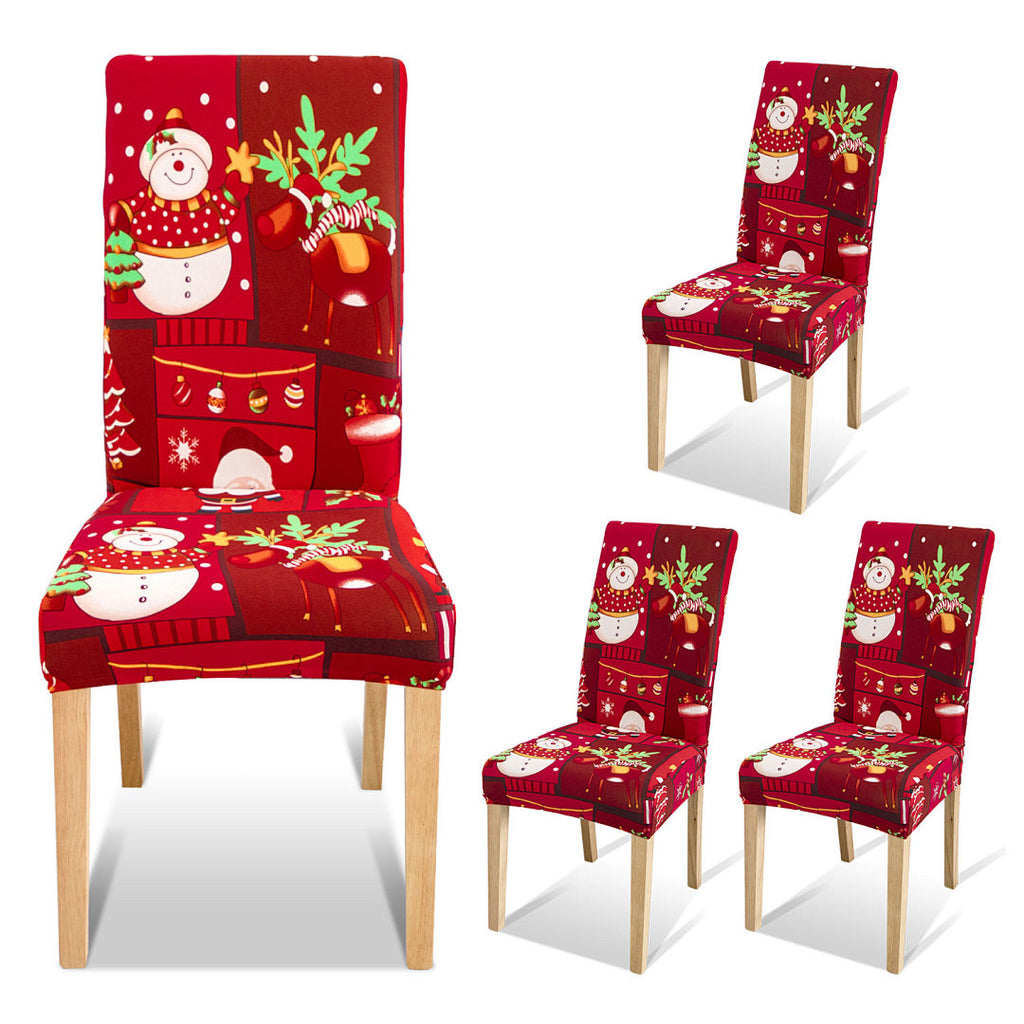 Weihnachts-Stuhlhussen aus Stretch-Polyester – verschiedene Sets & Motive