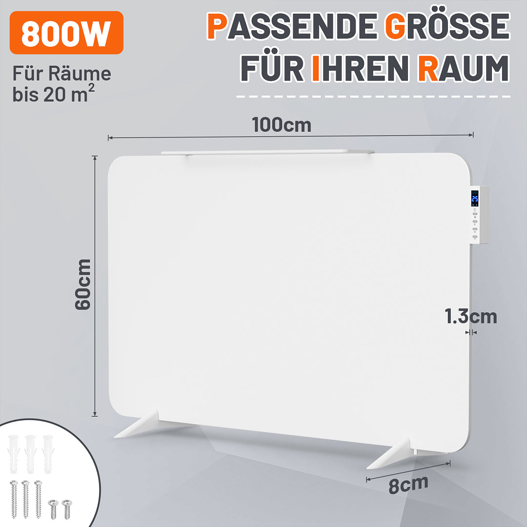 Metall-Infrarotheizung 120W/450W/800W mit Thermostat, WiFi & Fernbedienung