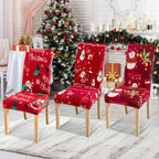 Weihnachts-Stuhlhussen aus Stretch-Polyester – verschiedene Sets & Motive