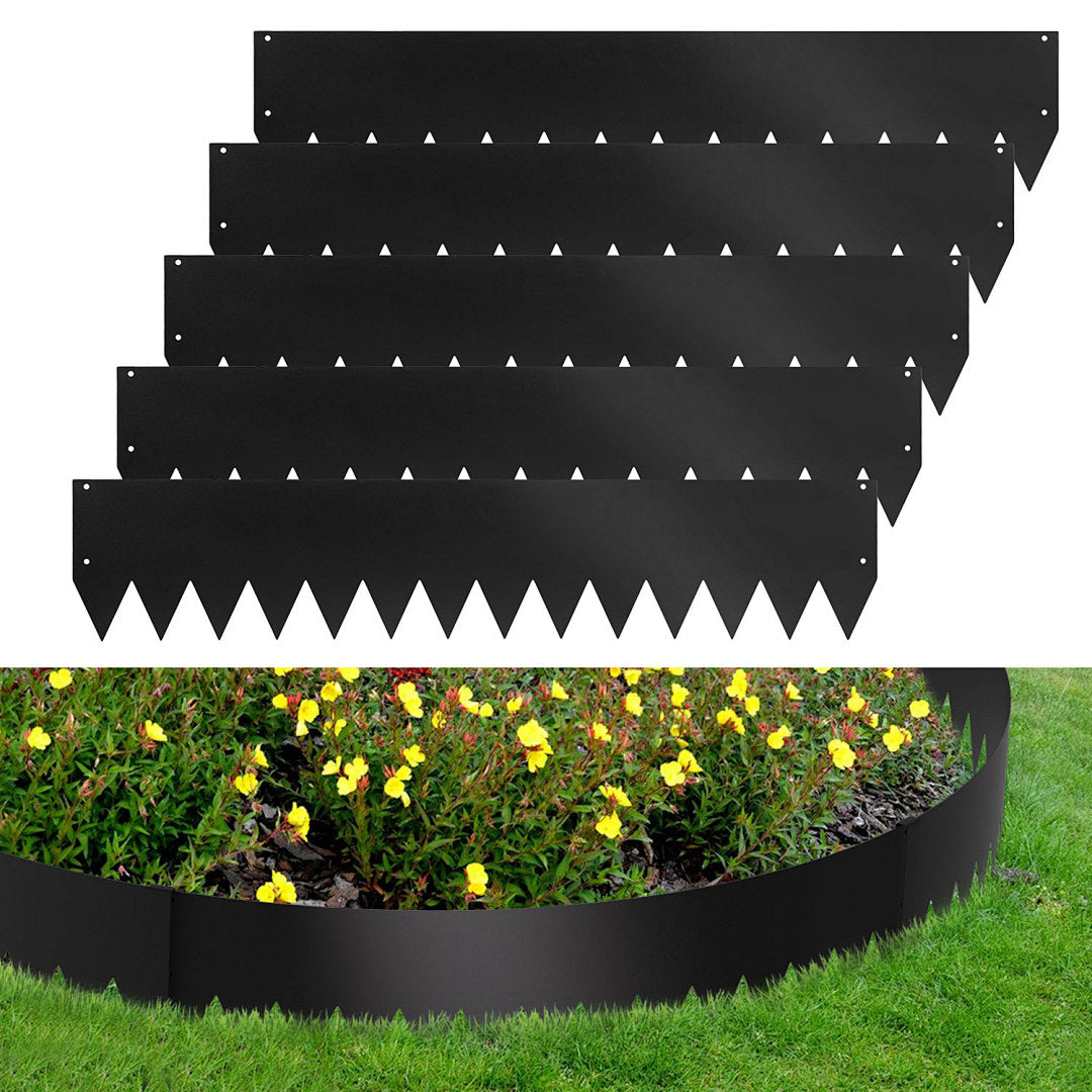 Schwarze Rasenkante aus Metall 20 cm hoch für Rasen und Beete