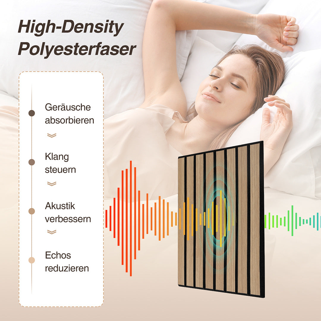 Selbstklebende Akustikpaneele Holzoptik 30 × 30 cm – 12 Stück