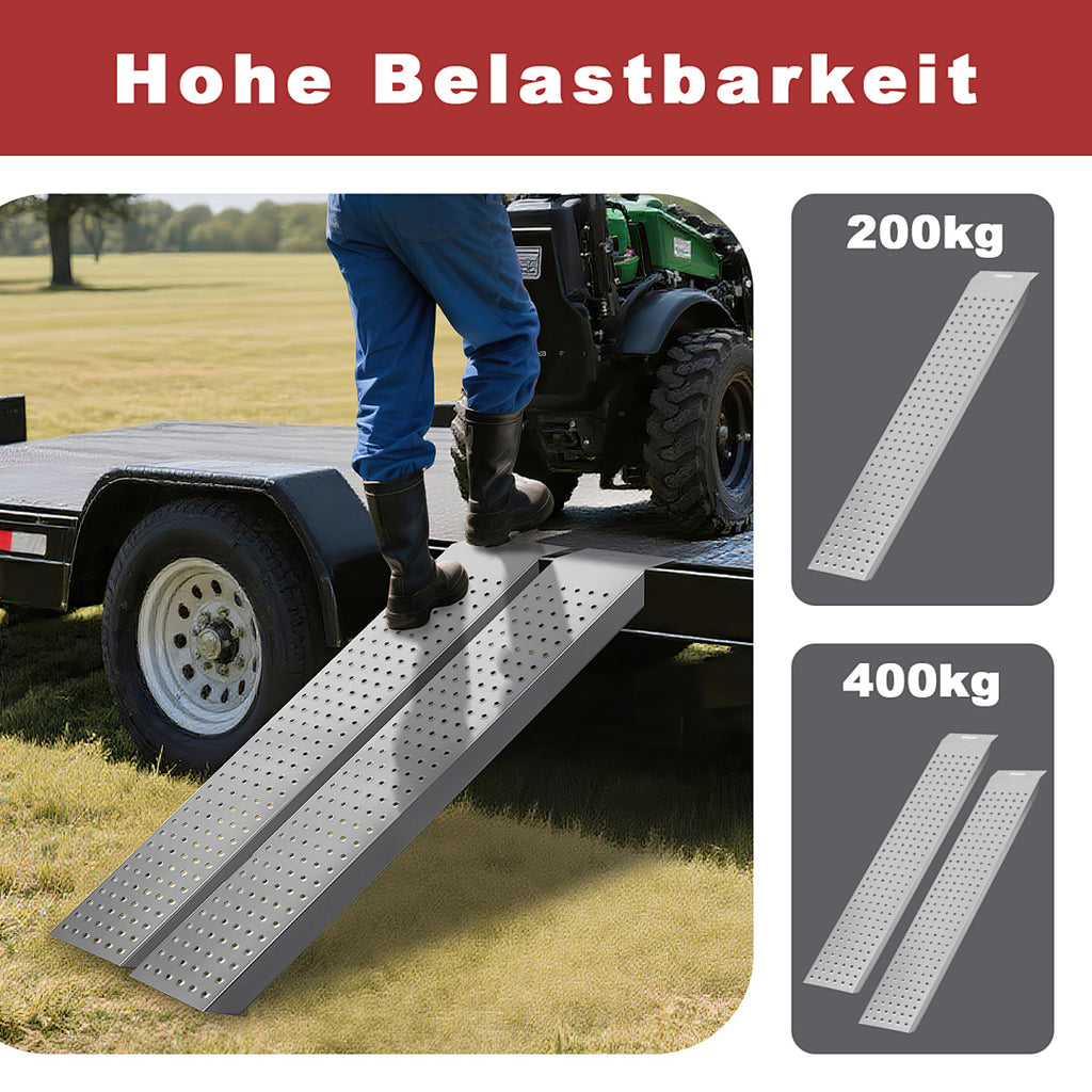 2er Set Stahl-Auffahrrampen 135 cm – 200 kg pro Rampe