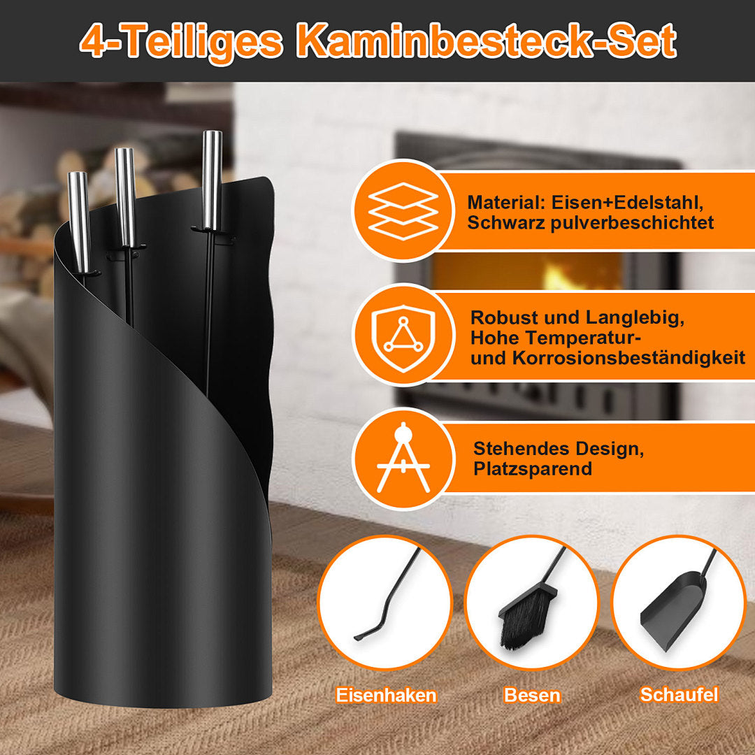 Kaminbesteck aus Eisen mit Edelstahlgriffen