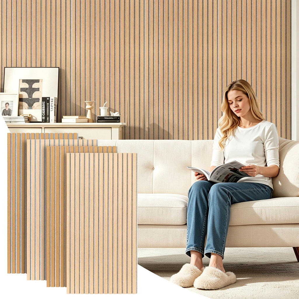 Akustikpaneele 120 × 60 cm mit Holzlamellen & Filz – 2–8 Stück