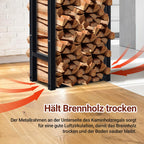 Erhöhter Bodenrahmen des Kaminholzregals für Luftzirkulation unter dem Brennholz