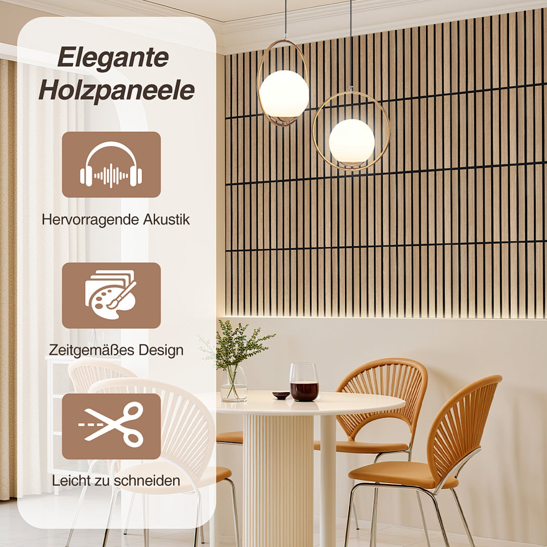 Selbstklebende Akustikpaneele Holzoptik 30 × 30 cm – 12 Stück