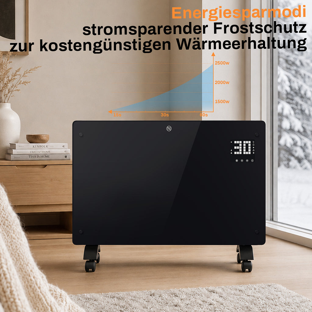 Elektrische Konvektorheizung 2000W/2500W mit App, Fernbedienung & Thermostat