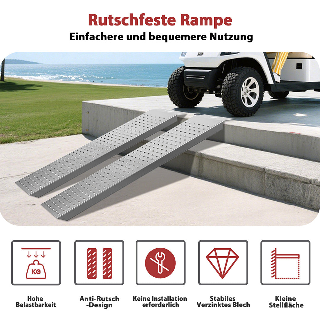 2er Set Stahl-Auffahrrampen 135 cm – 200 kg pro Rampe