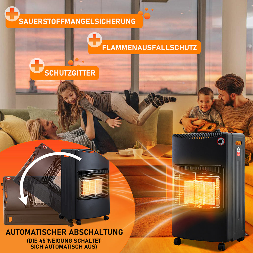 Cecaylie Gasheizung 4,2 kW mit 3 Heizstufen, Infrarot-Gasheizer mit Druckminderer & Gasschlauch