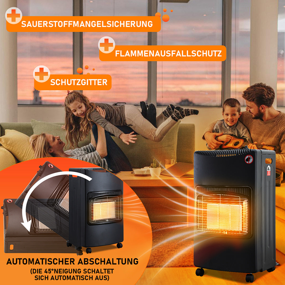 Cecaylie Gasheizung 4,2 kW mit 3 Heizstufen, Infrarot-Gasheizer mit Druckminderer & Gasschlauch