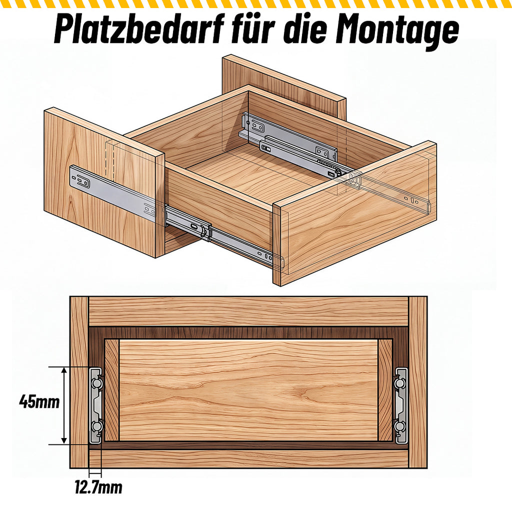 Cecaylie Schwerlast-Schubladenschienen Edelstahl 45 kg mit Soft-Close & Vollauszug