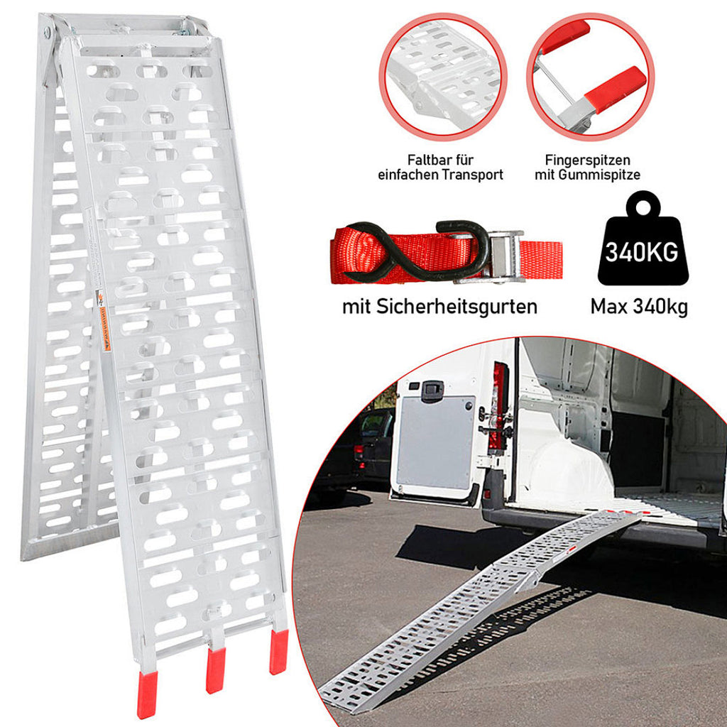 Klappbare Aluminium-Auffahrrampe 226 cm – bis 340 kg