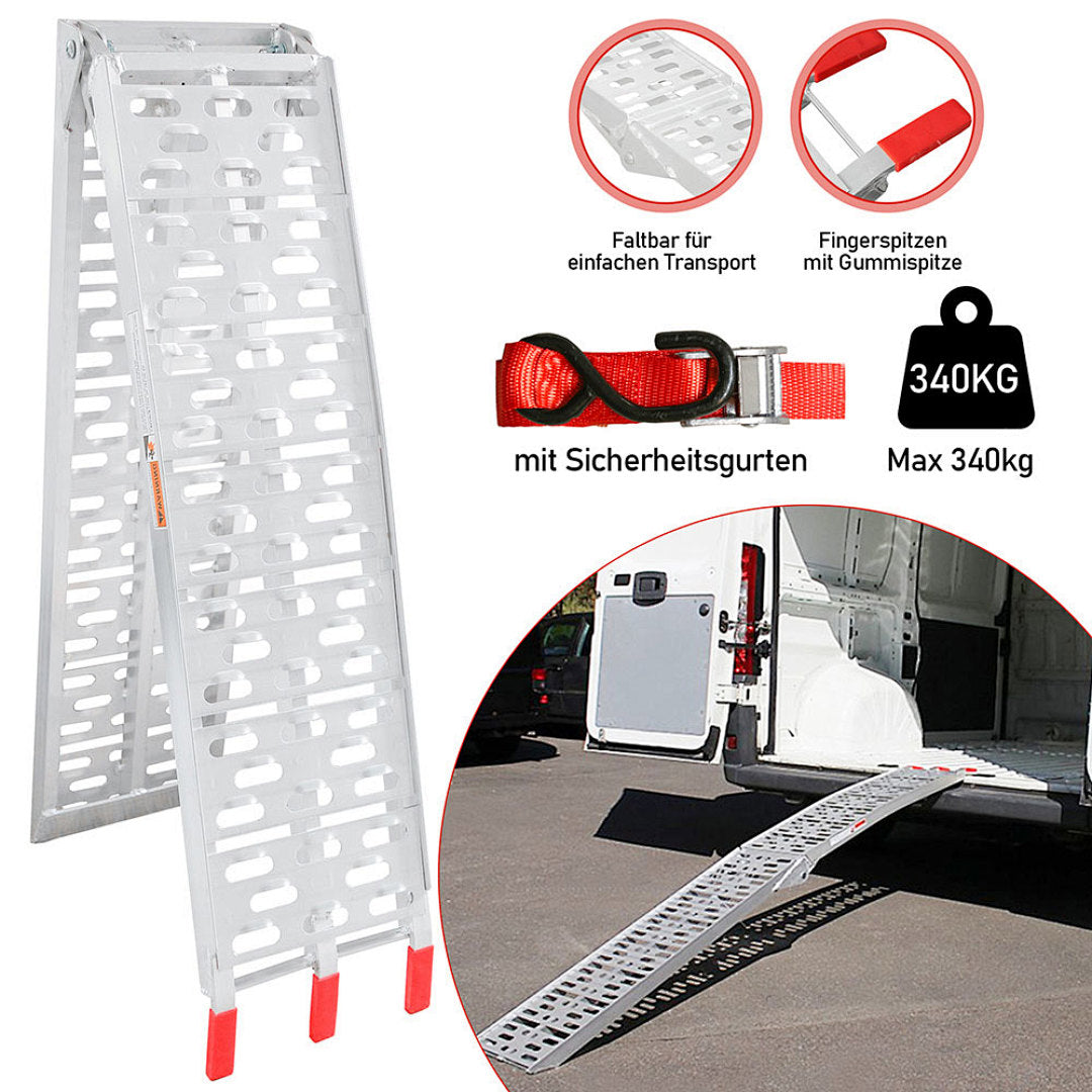 Klappbare Aluminium-Auffahrrampe 226 cm – bis 340 kg