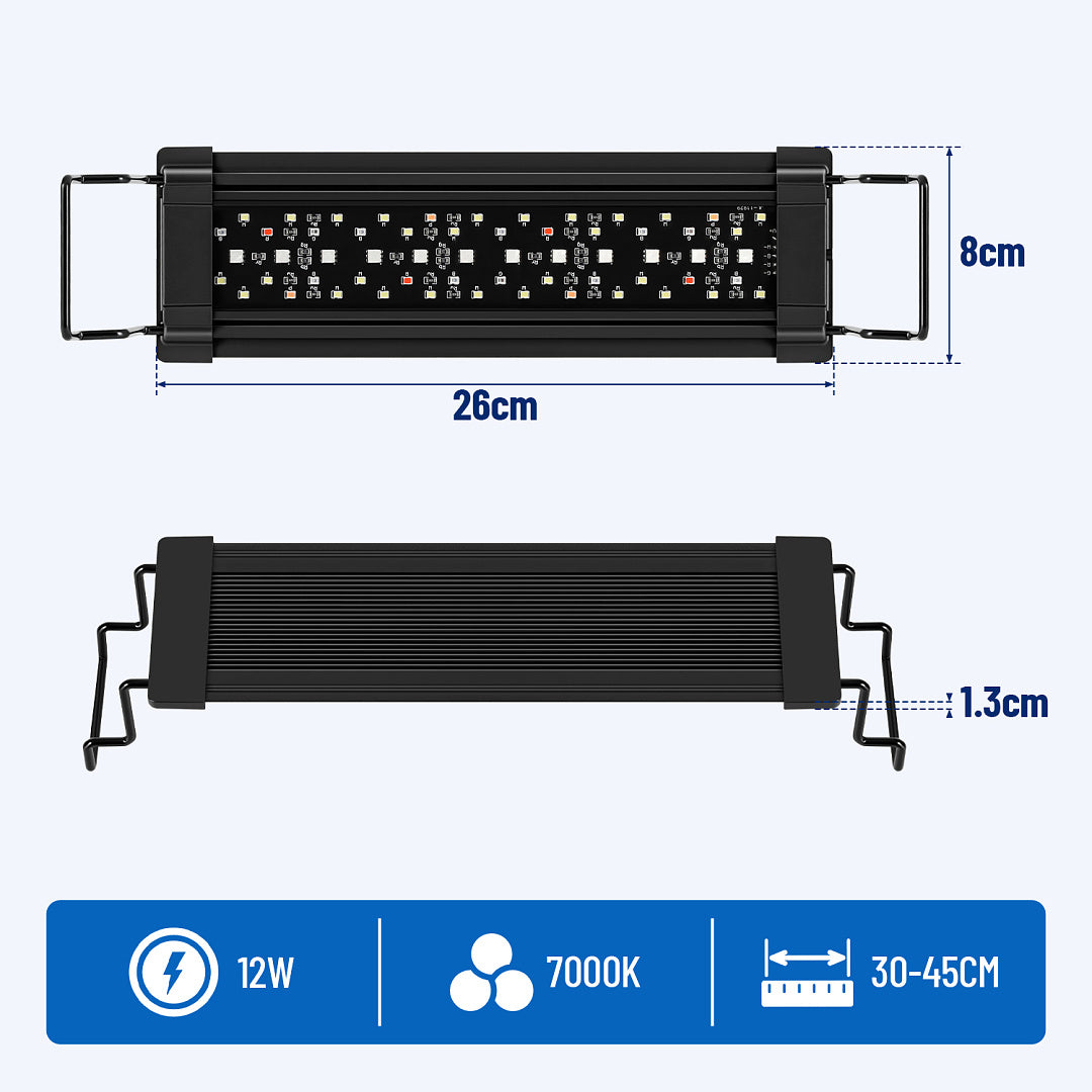 LED Aquariumbeleuchtung RGB Vollspektrum mit Fernbedienung – 12–36 W