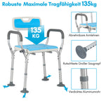 Stabiler Aluminium Duschstuhl belastbar bis 135 kg
