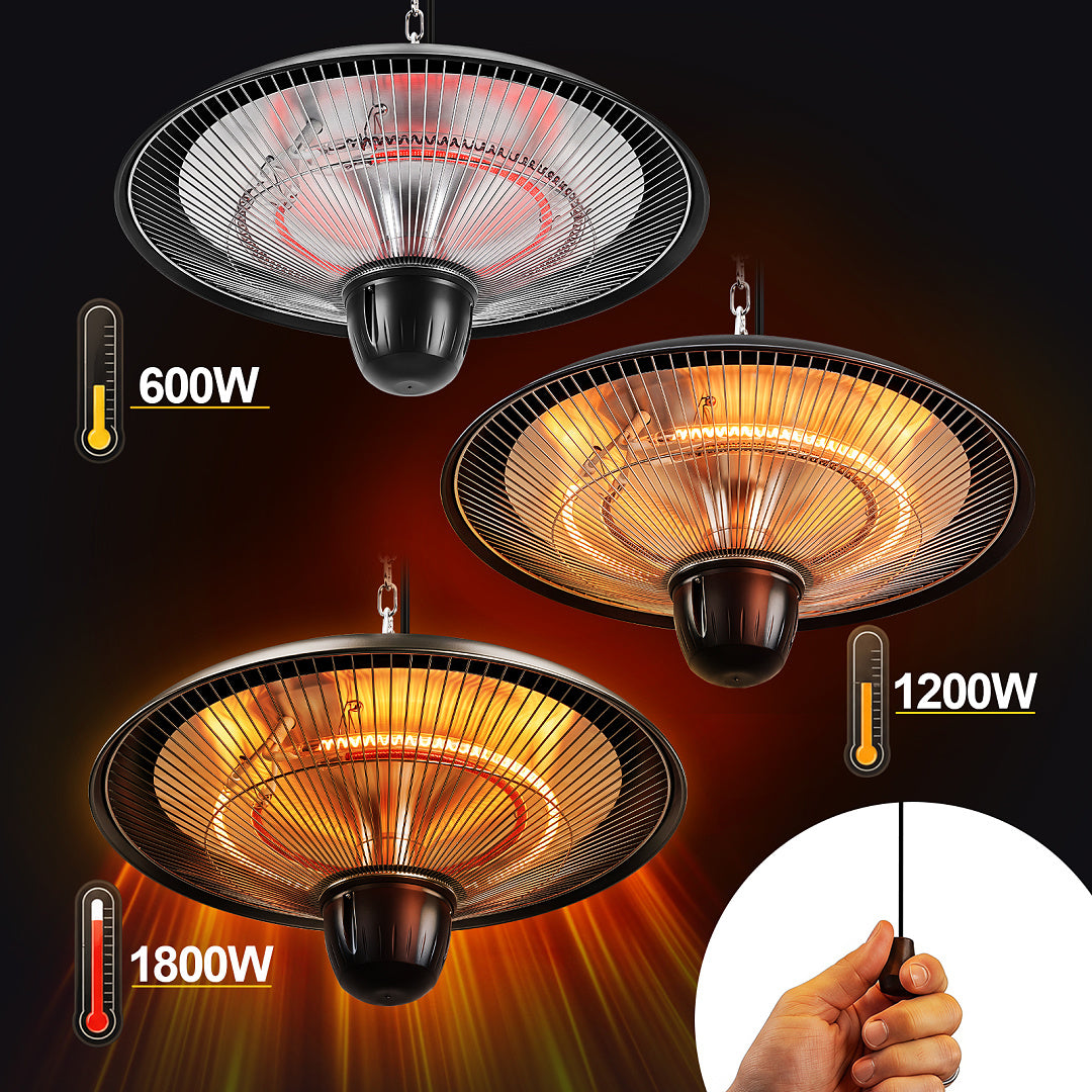 Quarz Heizstrahler mit 600 1200 und 1800 Watt Heizstufen