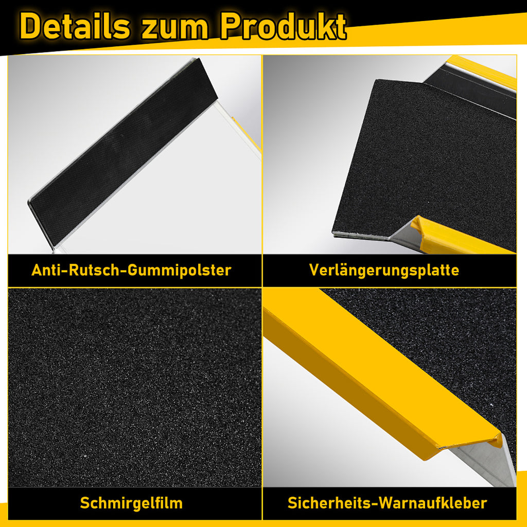 2er Set Aluminium-Auffahrrampen 118 cm – 300 kg pro Rampe