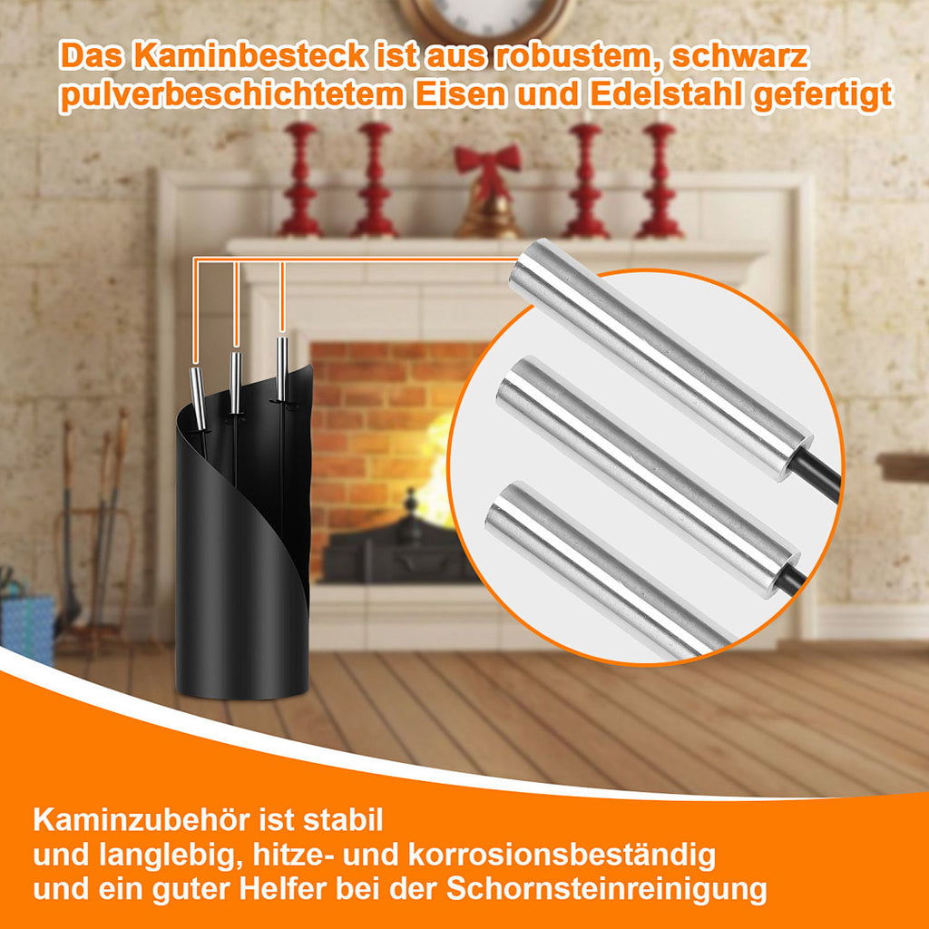 Kaminbesteck aus Eisen mit Edelstahlgriffen