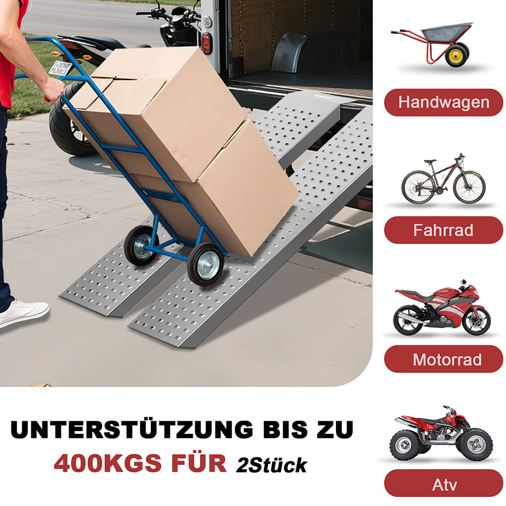 2er Set Stahl-Auffahrrampen 135 cm – 200 kg pro Rampe