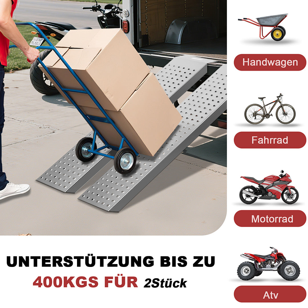 2er Set Stahl-Auffahrrampen 135 cm – 200 kg pro Rampe