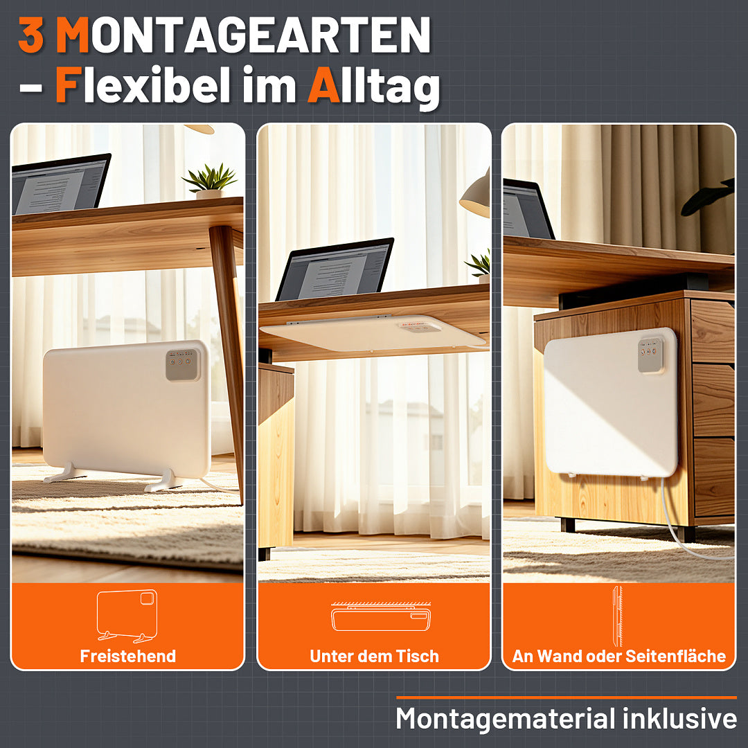 Metall-Infrarotheizung 120W/450W/800W mit Thermostat, WiFi & Fernbedienung