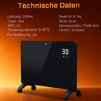 Elektrische Konvektorheizung 2000W/2500W mit App, Fernbedienung & Thermostat