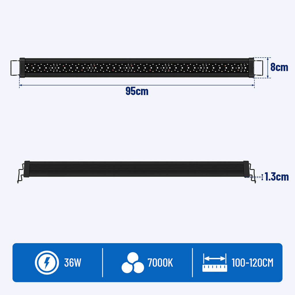LED Aquariumbeleuchtung RGB Vollspektrum mit Fernbedienung – 12–36 W