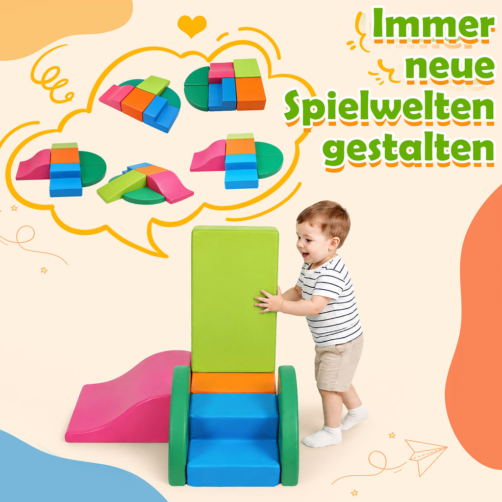 Schaumstoffbausteine 6-teilig, XXL Kletter- & Krabbelset für Innenräume