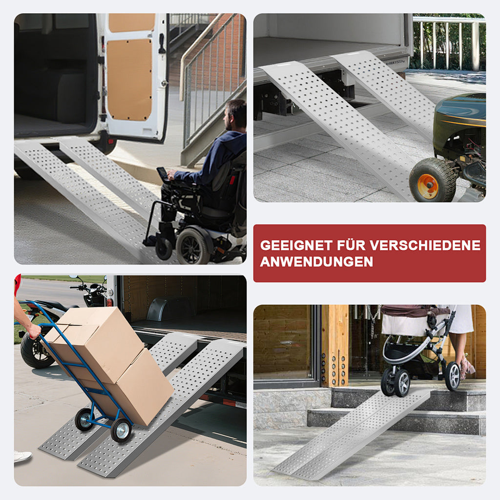 2er Set Stahl-Auffahrrampen 135 cm – 200 kg pro Rampe