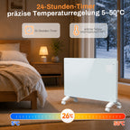 Elektrische Konvektorheizung 2000W/2500W mit App, Fernbedienung & Thermostat