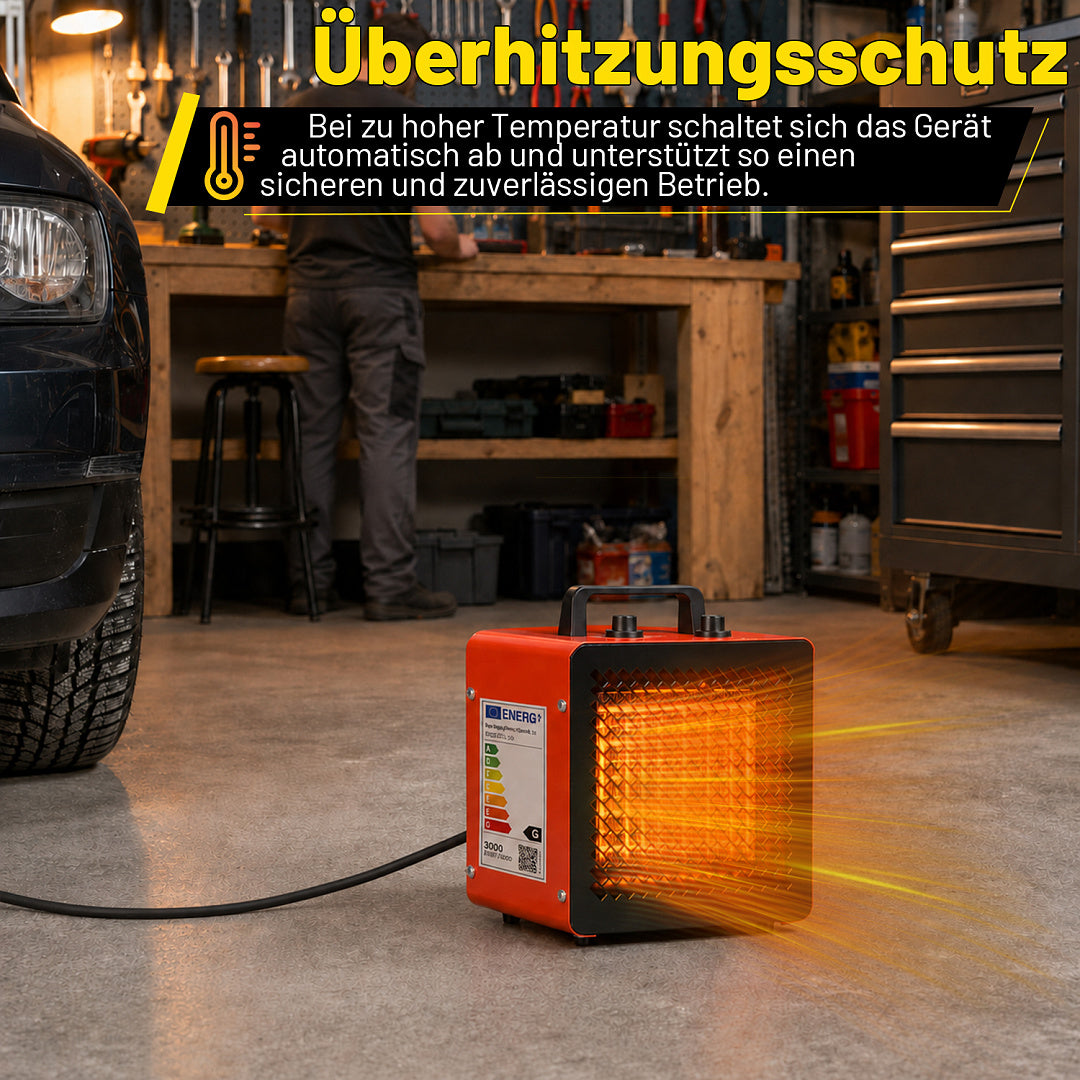 PTC Keramik Heizlüfter 2000W/3000W – Bauheizer für Garage & Werkstatt