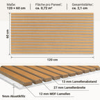 Akustikpaneele 120 × 60 cm mit Holzlamellen & Filz – 2–8 Stück