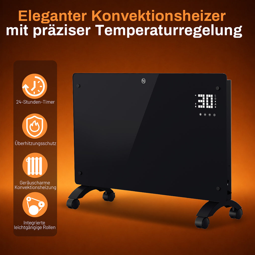 Elektrische Konvektorheizung 2000W/2500W mit App, Fernbedienung & Thermostat