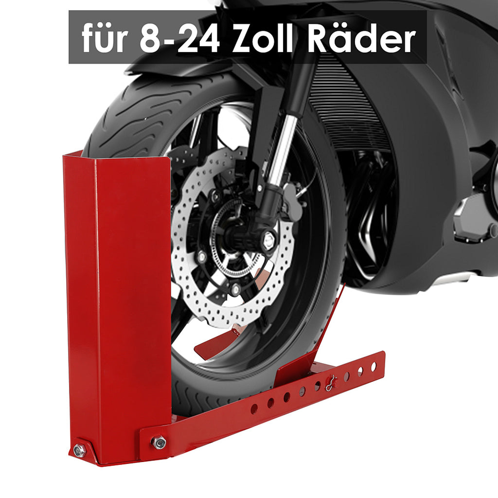 Motorradwippe Vorderradständer 8–24 Zoll für 60–145 mm Reifen – Rot