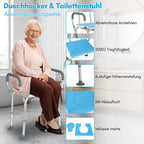 Detailansicht des Aluminiumrahmens und der Standfüße des Duschstuhls