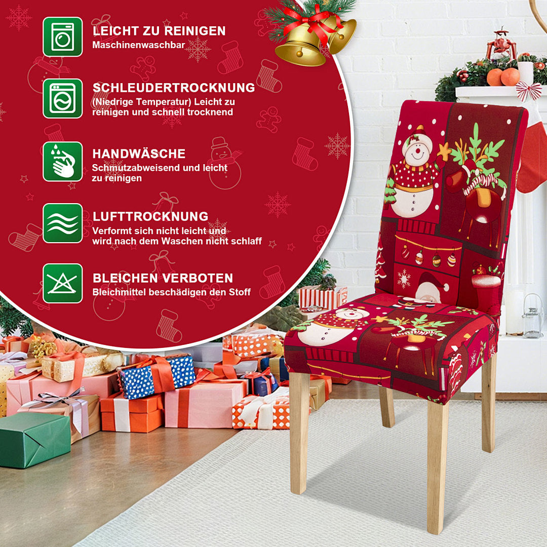 Weihnachts-Stuhlhussen aus Stretch-Polyester – verschiedene Sets & Motive