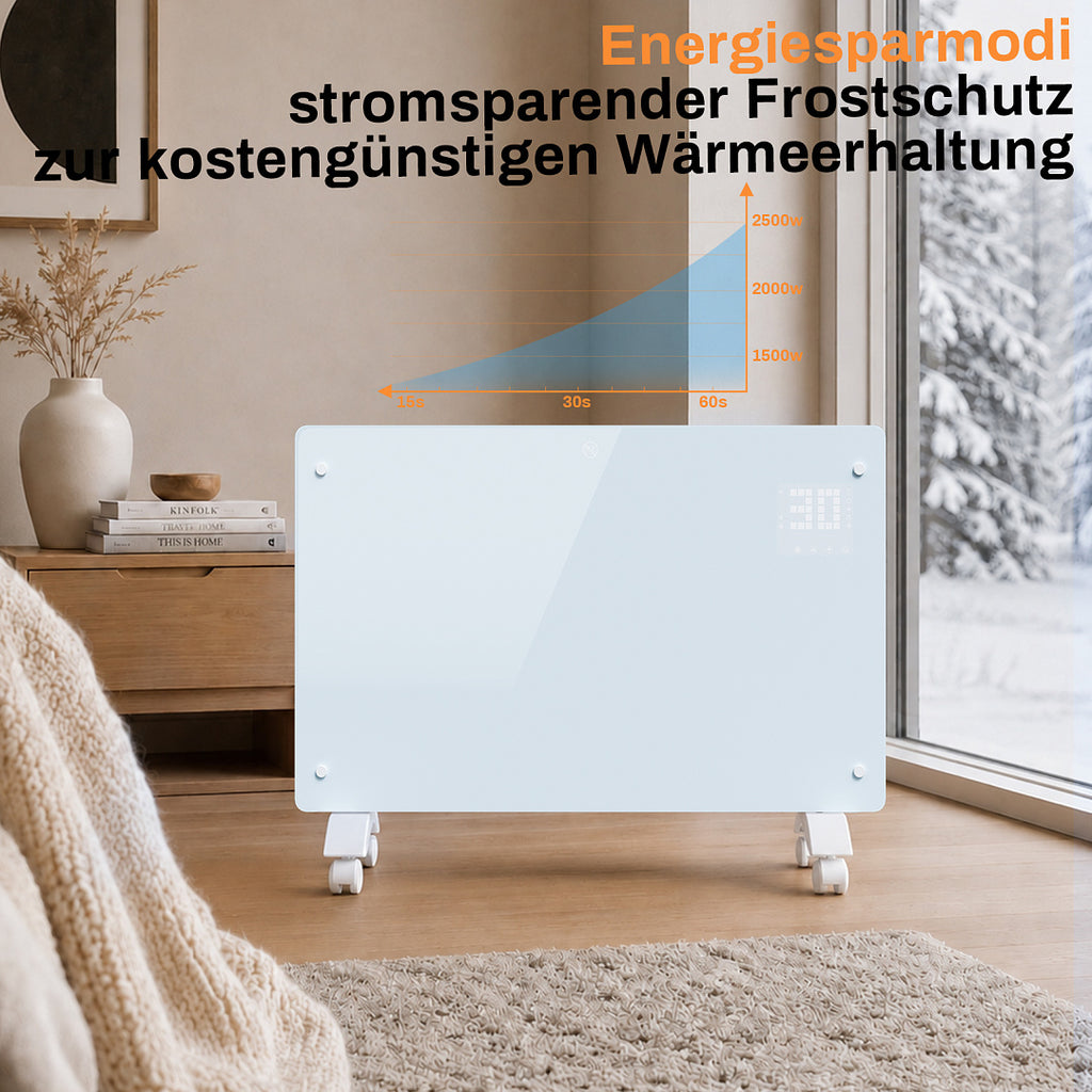 Elektrische Konvektorheizung 2000W/2500W mit App, Fernbedienung & Thermostat