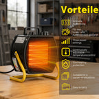 PTC Keramik Heizlüfter 2000W/3000W – Bauheizer für Garage & Werkstatt